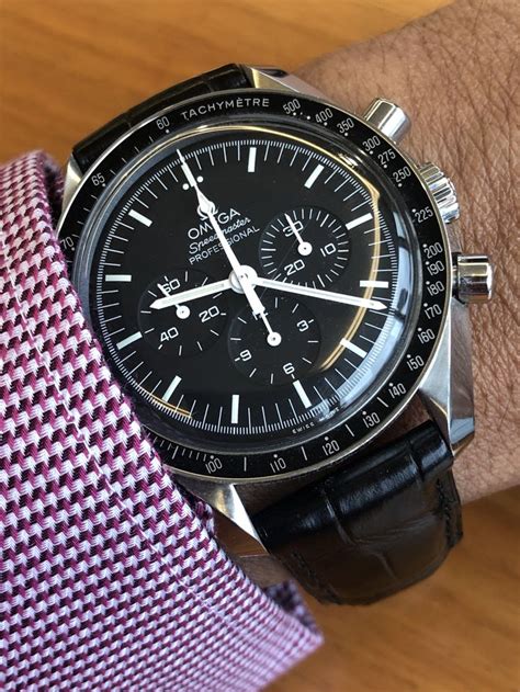 omega speedmaster black leather|omega speedmaster leather strap price.